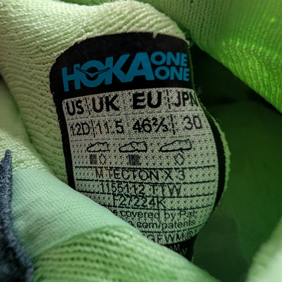 Hoka Tecton X3 Tart Apple-blue Twilight Trail Running Shoes Men Size 12D No Box - Picture 5 of 13